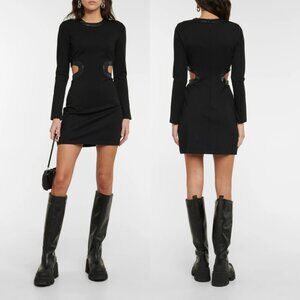 NWT Staud Dolce Mini Dress Black Jersey Bodycon Long Sleeve Waist Cut-out Medium